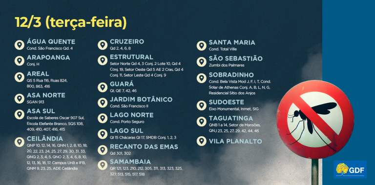 Veja a rota do fumacê nesta terça-feira (12)