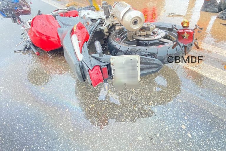 Veja momento em que motociclista morre atropelado por ônibus na BR-040