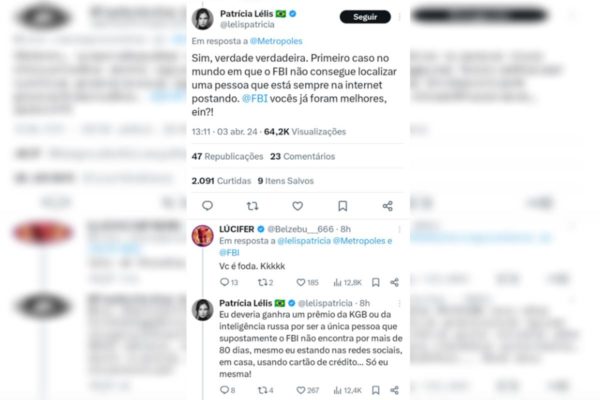 Foragida nos EUA, Patrícia Lélis debocha do FBI: “Já foram melhores”