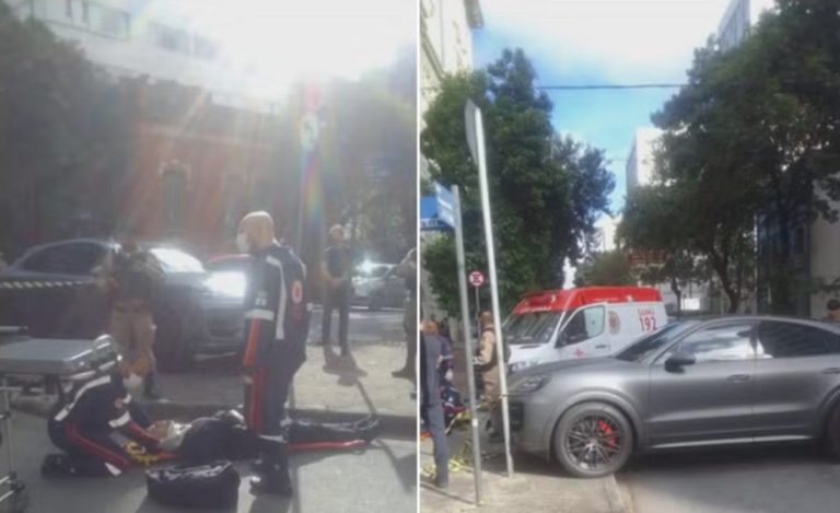 Médico em Porsche faz “barbeiragem” e derruba entregador de app em moto. Veja vídeo